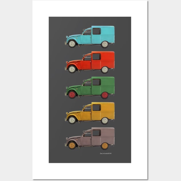 Five 2CV Fourgonnette's Wall Art by DaJellah